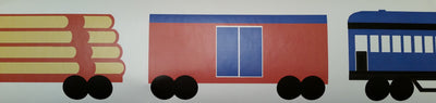 Uncut 3 Train Sets on a Peel and Stick Wallpaper Border - all4wallswall-paper
