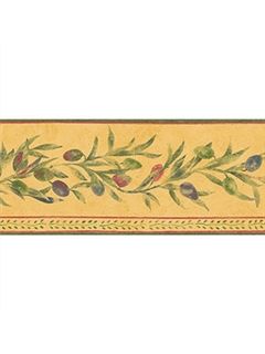 Italian Leaf with Olive Design Wallpaper Border - all4wallswall-paper