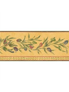 Italian Leaf with Olive Design Wallpaper Border - all4wallswall-paper