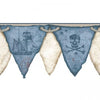 Boys Blue and Beige Pirate - Pirates Pennant -Flags Laser Cut Border - all4wallswall-paper