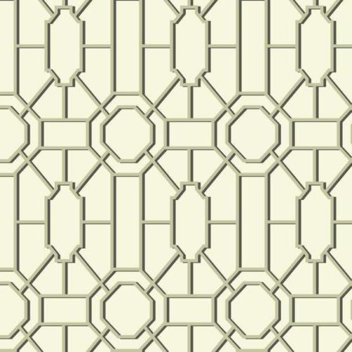 Williamsburg Geometric Lattice Black & Gold on Sure Strip Off White White Wallpaper - all4wallswall-paper