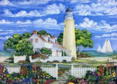 Paul Brent Lighthouse on the Beach 8 ft 4 in x 13 ft 8 in Wallpaper Wall Mural - all4wallswall-paper