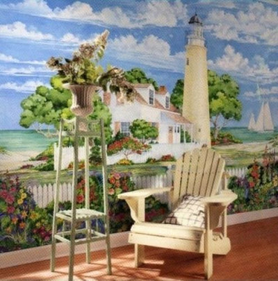 Paul Brent Lighthouse on the Beach 8 ft 4 in x 13 ft 8 in Wallpaper Wall Mural - all4wallswall-paper