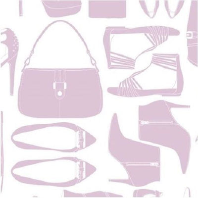 Women's Shoes & Purses Accessories in Dusty Rose on Soft White Satin on Sure Strip Wallpaper - all4wallswall-paper
