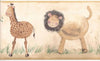 Safari Jungle Animals for the Baby's Room on Beige Wallpaper Border - all4wallswall-paper