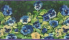 Blue, Periwinkle & Yellow Pansy Wallpaper Border - all4wallswall-paper