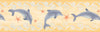 Blue Dolphin on Puffy Yellow Wallpaper Border - all4wallswall-paper