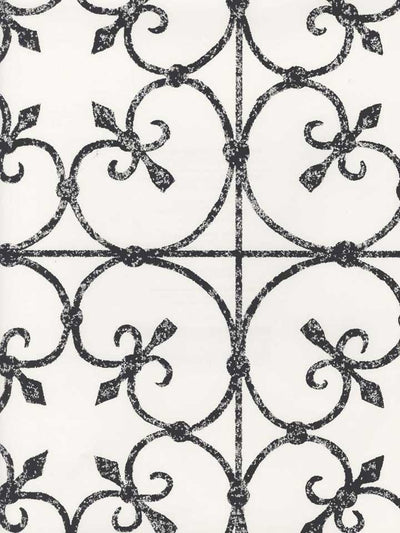 Avalon Faded Black Wrought Iron Scroll Work on Off White Wallpaper 28346928  - All 4 Walls Wallpaper