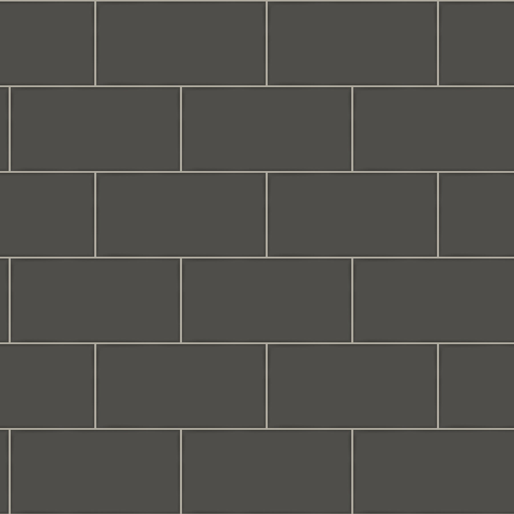 Black Subway Tile on Easy Walls Wallpaper by Chesapeake - all4wallswall-paper