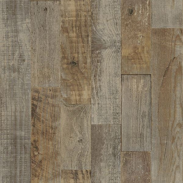 Chebacco Brown Wood Planks on Easy Walls Wallpaper - all4wallswall-paper