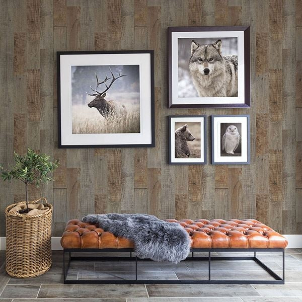 Chebacco Brown Wood Planks on Easy Walls Wallpaper - all4wallswall-paper