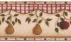 Apples and Pears with Plaid on Beige Soffit 13.5" Wallpaper Border - all4wallswall-paper