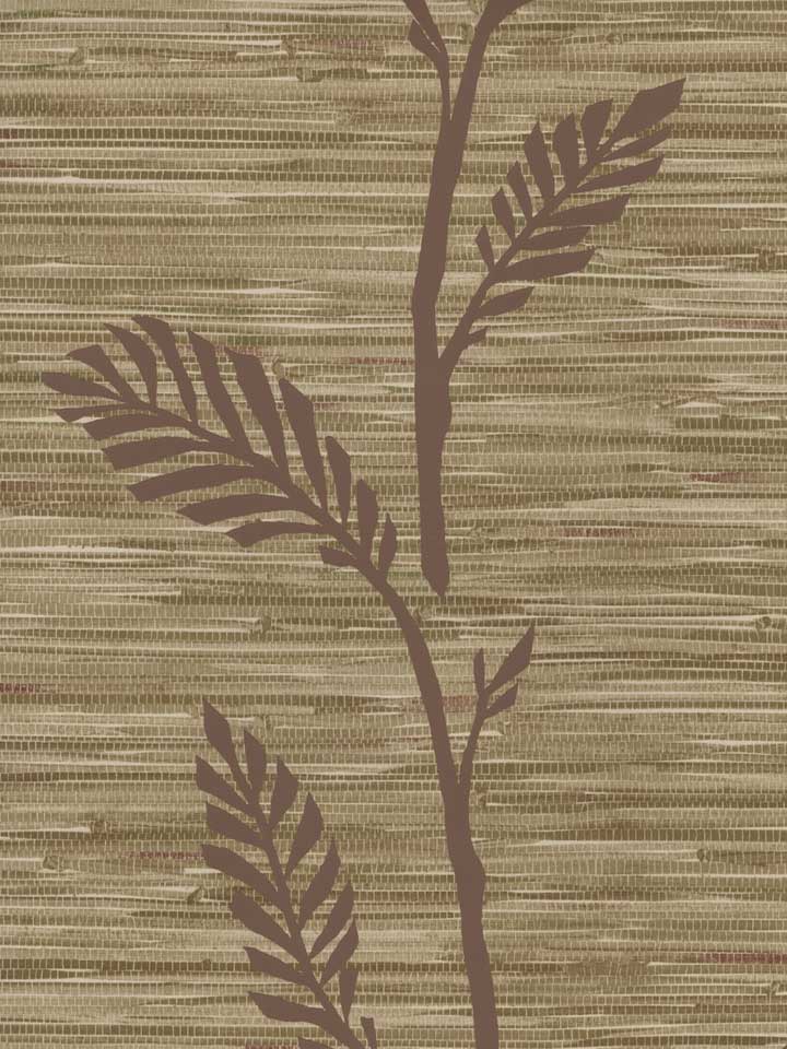 Faux Plum and Beige Grasscloth with Plum Leaf - Vine Overlay Wallpaper - all4wallswall-paper