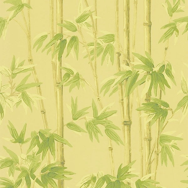 Bamboo Stalks Brown & Green on Golden Background Unpasted Wallpaper - all4wallswall-paper