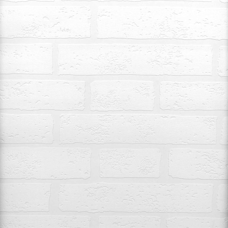 Raised Brick White Textured Paintable Prepasted Wallpaper - all4wallswall-paper
