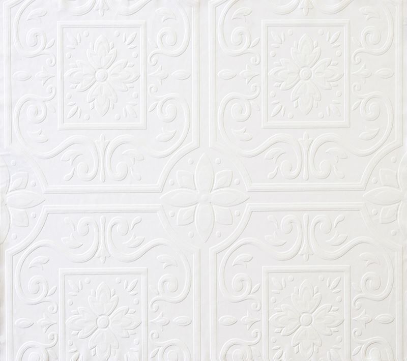 Medium Ceiling Tile Raised White Textured Paintable Wallpaper - all4wallswall-paper