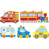 Large Colorful Vehicle Transportation Police Car, Ambulance, Firetruck, Taxi, Train, Precut Prepasted Mini Mural - all4wallswall-paper