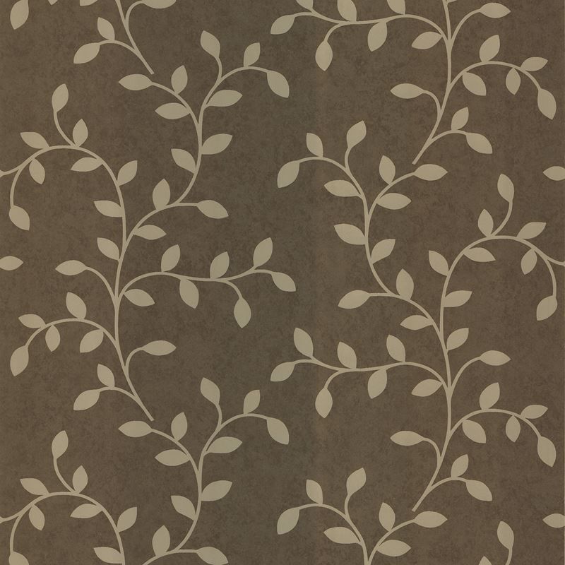 Modern - Contemporary Golden Trailing Leaves and Branches on Brown Wallpaper - all4wallswall-paper