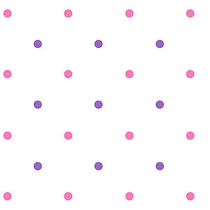Pretty in Pink and Girly Purple Polka Dots on White Wallpaper - all4wallswall-paper