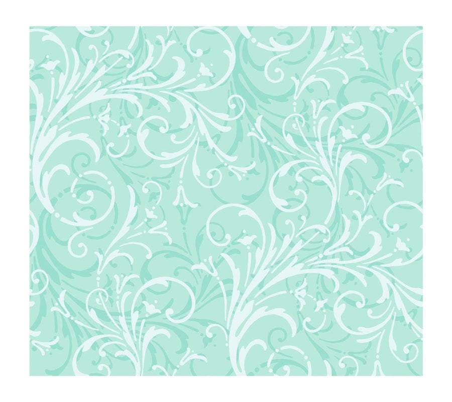 Girls White Scroll on Sea Green Modern Contemporary Wallpaper - all4wallswall-paper