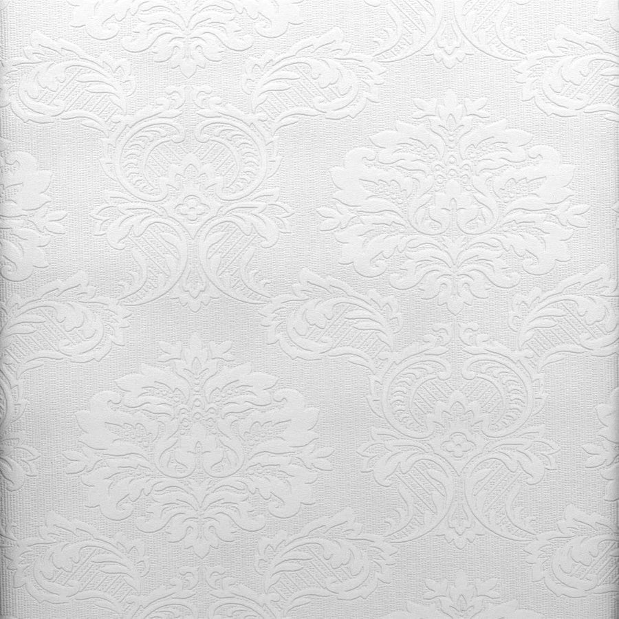 Victorian Damask Raised White Textured Paintable Wallpaper - all4wallswall-paper