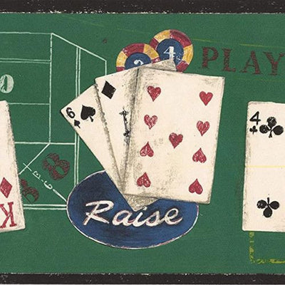 Playing Cards in Vegas on Green Wallpaper Border