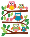 Colorful Owls Vinyl Decals Peel & Stick Appliques - all4wallswall-paper