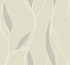 Modern Trailing Leaf in Champagne and Taupe on Satin Wallpaper - all4wallswall-paper