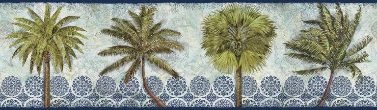 Delray Palm Trees on Sure Strip Wallpaper Border - all4wallswall-paper
