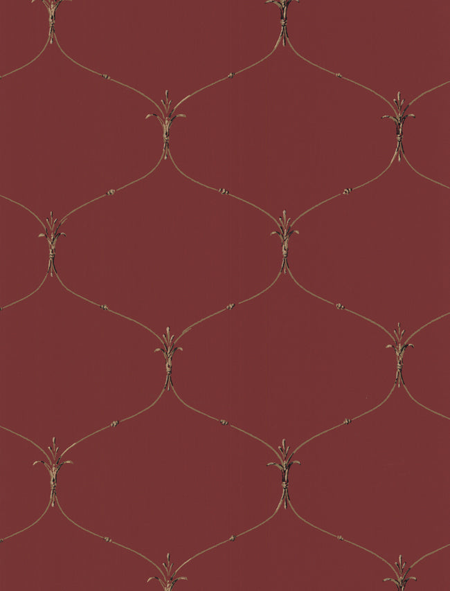 Fleur De Lis Curved Wire on Red Wallpaper