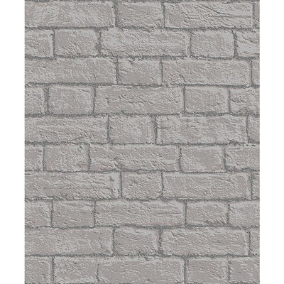 Contemporary Grey Brick with Grey Grout with Glitter on Unpasted Wallpaper - all4wallswall-paper