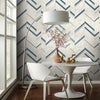 Chevron with Navy, Gold, Silver and Marble on Paste the Wall Wallpaper
