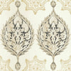 Henna Palm Ogee in Golden Beige and Black on Sure Strip Wallpaper - all4wallswall-paper