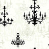 Chandelier Silhouette on Cream with Black Glitter on Sure Strip Wallpaper - all4wallswall-paper