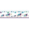 Follow the Leader India Elephant Family Purple & Teal on Sure Strip Wallpaper Border - all4wallswall-paper