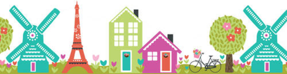 Panoramic Paris City Dilly Dally Laser Cut Top 12 ft Peel and Stick Wallpaper Border