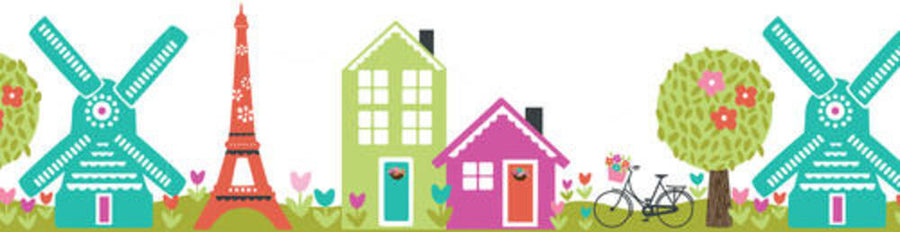 Panoramic Paris City Dilly Dally Laser Cut Top 12 ft Peel and Stick Wallpaper Border