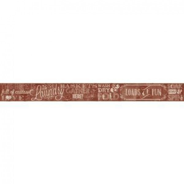 Country Keepsakes Red and Beige Laundry Chalkboard on Sure Strip Wallpaper Border - all4wallswall-paper
