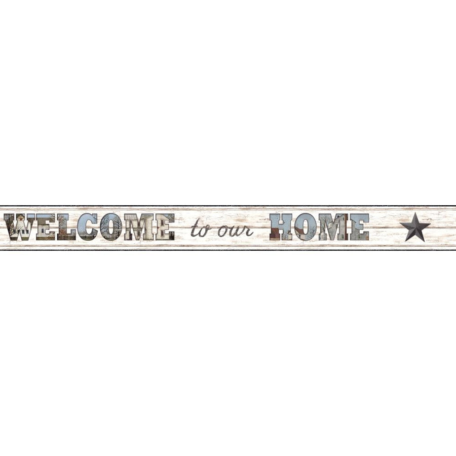 Country Welcome Home on White Beadboard on Sure Strip Wallpaper Border - all4wallswall-paper