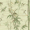 Bamboo Stalks Brown & Green with Birds on Faux Unpasted Wallpaper - all4wallswall-paper