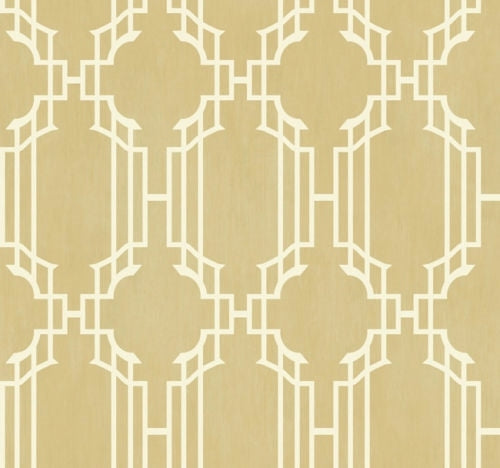 Golden Beige and White Geometric Lattice Stripe on Sure Strip Wallpaper - all4wallswall-paper