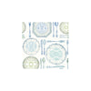 Blue & Green Plates / Dishes & Silverware on Sure Strip Wallpaper