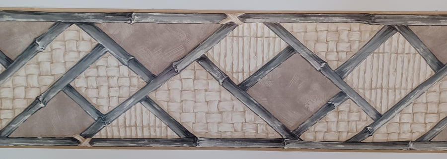 Bamboo Shoots with Basket Weave Wallpaper Border