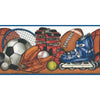 Sports Balls and Equipment on a Shelf Wallpaper Border - all4wallswall-paper