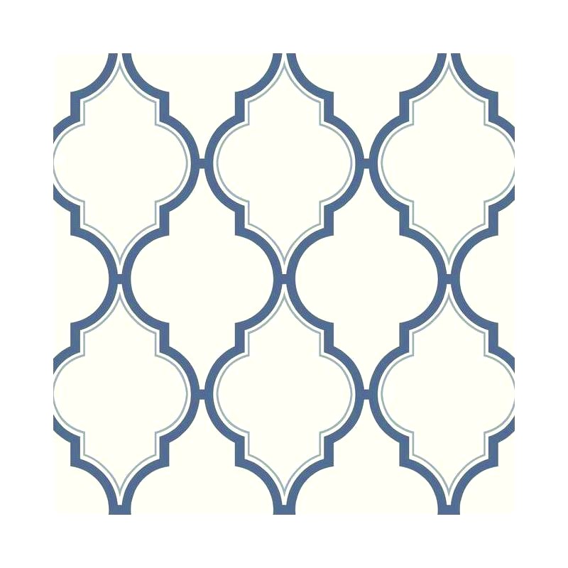 Navy Blue Trellis on Soft White 27" Wide Unpasted Wallpaper