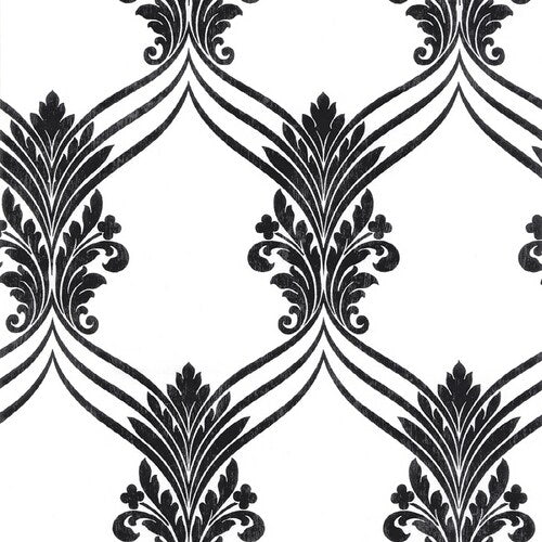 Black & White Large Dramatic Damask Pattern Wallpaper - all4wallswall-paper