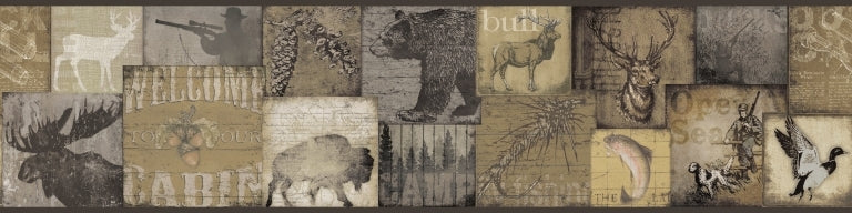 Rustic Wilderness Lodge Snapshots on Sure Strip Wallpaper Border - all4wallswall-paper
