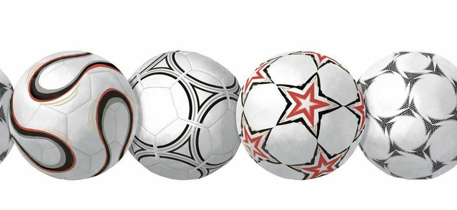 Red, Black, Grey Laser Cut Soccer Balls Sure Strip Wallpaper Border - all4wallswall-paper