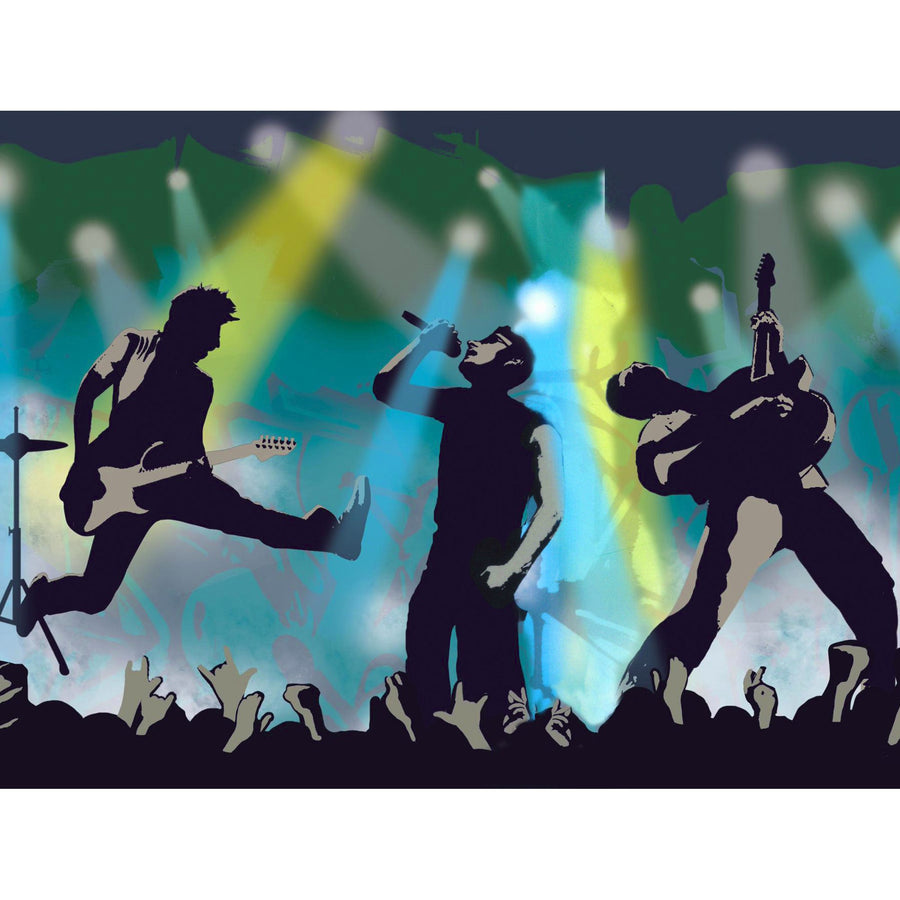 Blue Band in Concert Rock & Roll Music Easy Walls Wallpaper Border - all4wallswall-paper