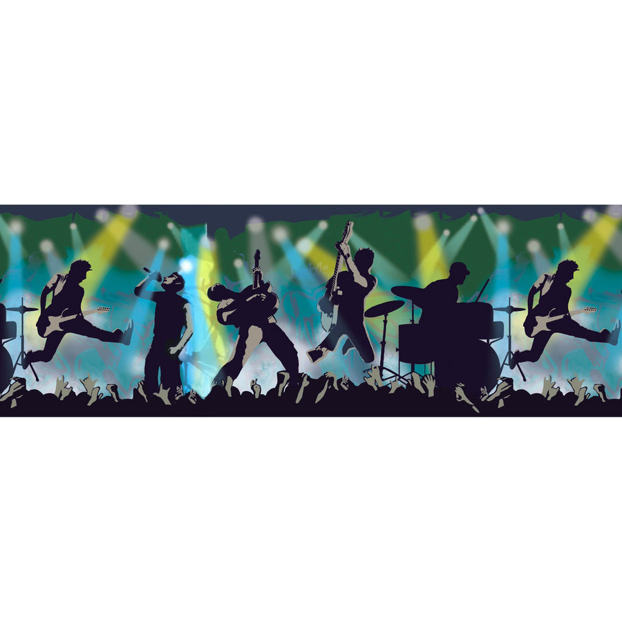 Blue Band in Concert Rock & Roll Music Easy Walls Wallpaper Border - all4wallswall-paper